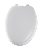 Elongated Moulded Wood Toilet Seat with Easy Clean & Change Hinge in White