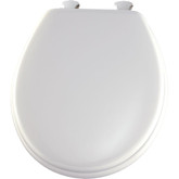 Round Moulded Wood Toilet Seat with Easy Clean & Change Hinge in White