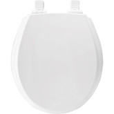 Round Molded Wood Toilet Seat with Whisper Close, Easy Clean & Change Hinge and STA-TITE in White