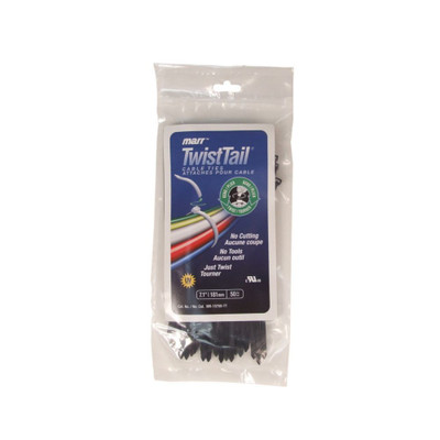 UV Black Twist Tail Cable ties  7 Inches (Bag of 50)