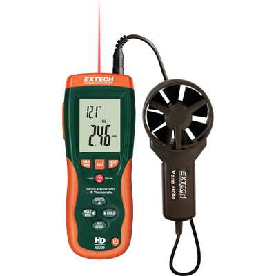 CFM/CMM Thermo-Anemometer with built-in InfaRed Thermometer