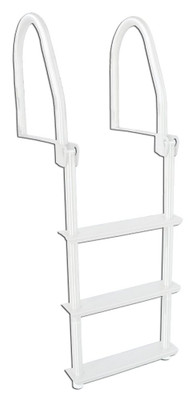 3 Step Flip-Up  Galvalume Dock Ladder, White