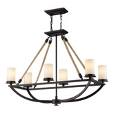 Natural Rope 6 Light Chandelier In Aged Bronze