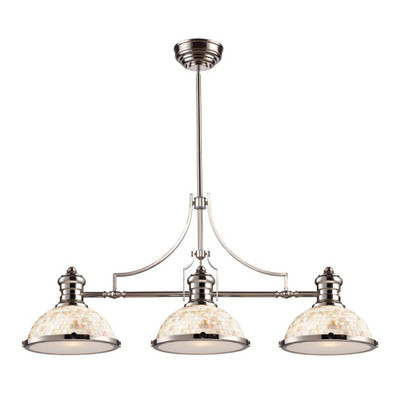 Chadwick 3-Light Island Light In Polished Nickel With Cappa Shell