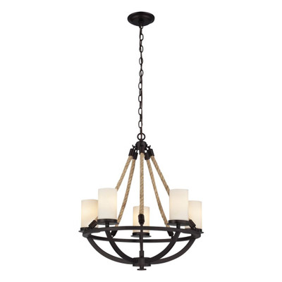 Natural Rope 5 Light Chandelier In Aged Bronze