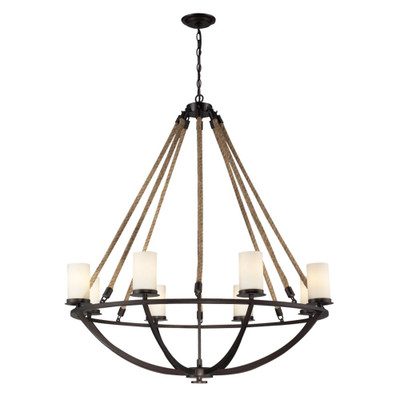 Natural Rope 8 Light Chandelier In Aged Bronze