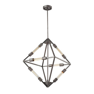 Laboratory 6 Light Chandelier In Weathered Zinc With Bulb Included