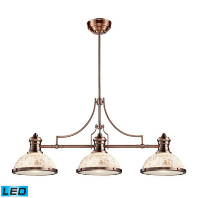 Chadwick 3-Light Island Light In Antique Copper With Cappa Shell - LED