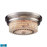 Chadwick 2-Light Flush Mount In Satin Nickel And Cappa Shell - LED