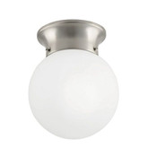 Brushed Nickel LED Flush Mount With Frosted Glass Shade -  6 Inch