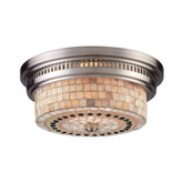 Chadwick 2-Light Flush Mount In Satin Nickel And Cappa Shell