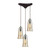Hammered Glass 3 Light Pendant In Oil Rubbed Bronze