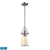 Chadwick 1-Light Pendant In Satin Nickel And Cappa Shell - LED