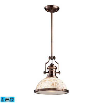 Chadwick 1-Light Pendant Antique Copper And Cappa Shell - LED
