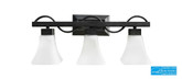 Contemporary 3 Light Vanity, Powder Coated Nickel Finish with Frosted Glass