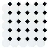 Finesse White with Black Dot 12 Inch x 12 Inch x 6mm Glazed Ceramic Mosaic