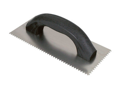 4 x 9 Inch Wall Trowel with Plastic Handle and Steel Blade, 1/4 x 3/16 Inch V-Notch