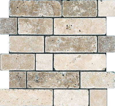 Chiaro / Noce Random Brick Tumbled Mosaics
