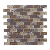 Emperador Brick 12 in. x 12 in. Glass and Marble Mosaic Wall Tile
