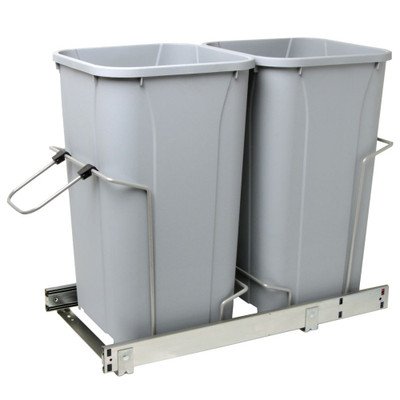 Double Soft-Close Slide-Out Waste Bin - 27 Quart - Lid Is Not Included
