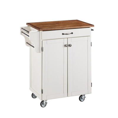 Cuisine Cart White Finish with Oak Top