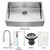 Stainless Steel Farmhouse Kitchen Sink Faucet Grid Strainer and Dispenser