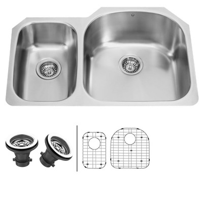Stainless Steel Undermount Kitchen Sink Two Grids and Two Strainers 18 gauge 31 Inch