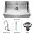 Stainless Steel Farmhouse Kitchen Sink Faucet Strainer and Dispenser