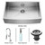 Stainless Steel Farmhouse Kitchen Sink Faucet and Dispenser