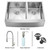 Stainless Steel Farmhouse Kitchen Sink Faucet Two Strainers and Dispenser