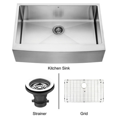 Stainless Steel Farmhouse Kitchen Sink Grid and Strainer 33 Inch 16 gauge