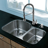 Stainless Steel All in One Undermount Kitchen Sink and Chrome Faucet Set 31 Inch