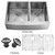Stainless Steel Farmhouse Kitchen Sink Two Grids and Two Strainers 36 Inch 16 gauge