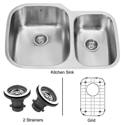 Stainless Steel Undermount Kitchen Sink Grid and Two Strainers 18 gauge 30 Inch