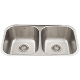 Stainless Steel Undermount Double Bowl Kitchen Sink 32 Inch 16 gauge
