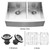 Stainless Steel Farmhouse Kitchen Sink Two Grids and Two Strainers 16 gauge 33 Inch