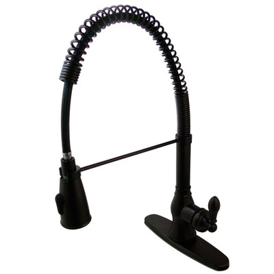 Single-Handle Spring Spout Pull-Down Sprayer Kitchen Faucet in Oil Rubbed Bronze
