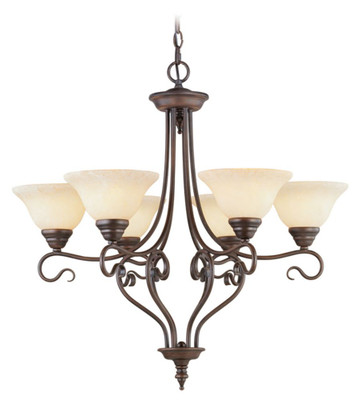 Providence 6 Light Imperial Bronze Incandescent Chandelier with Vintage Scavo Glass