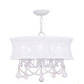Providence 5 Light White Incandescent Chandelier with an Off White Silk Shimmer Shade