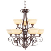 Providence 6 Light Bronze Incandescent Chandelier with Vintage Scavo Glass