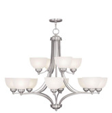 Providence 8 Light Brushed Nickel Incandescent Chandelier with Satin Glass