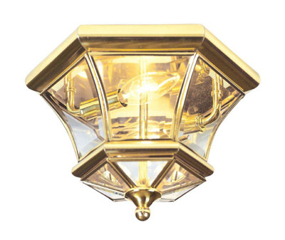 Providence 2 Light Bright Brass Incandescent Semi Flush Mountwith Clear Beveled Glass