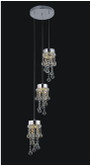 3 Round Pendants With Leveled Dangling Crystals On A 12 Inch Round Canopy
