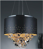16 Inch Round Pendant Fixture With A Black Shade And Jagged Drop Center