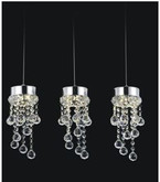 3 Round Pendants With Leveled Dangling Crystals On A 20 Inch Rectangular Canopy