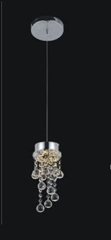 Single Round Pendant With Leveled Dangling Crystals On A Round Canopy