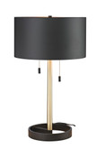 Black And Satin Brass Table Lamp