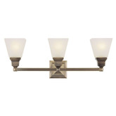 Providence 3 Light Antique Brass Incandescent Bath Vanity with Satin Glass