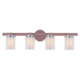 Providence 4 Light Bronze Incandescent Bath Vanity with Clear Outside and Opal Inside Glass