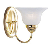 Providence 1 Light Polished Brass Incandescent Bath Vanity with White Alabaster Glass